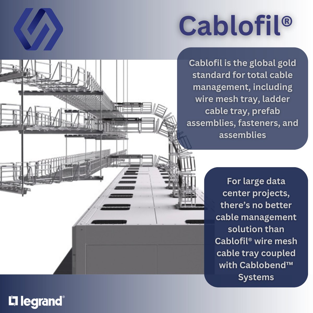 cctechgroup's tweet photo. Streamline your cable management with Legrand's Cablofil wire mesh cable trays. Designed for flexibility and durability, Cablofil offers easy installation and superior support for your cabling infrastructure. 

#CableManagement #Legrand #Cablofil #Infrastructure #TechInnovation https://t.co/1nuR0e57Lc