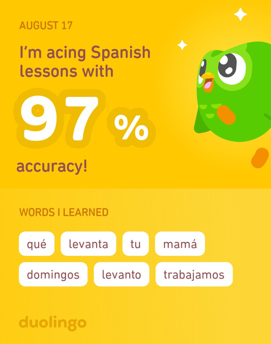 itsmedeva_'s tweet photo. I’m learning Spanish on Duolingo! It’s free, fun, and effective. https://t.co/tx38s9j3xp
