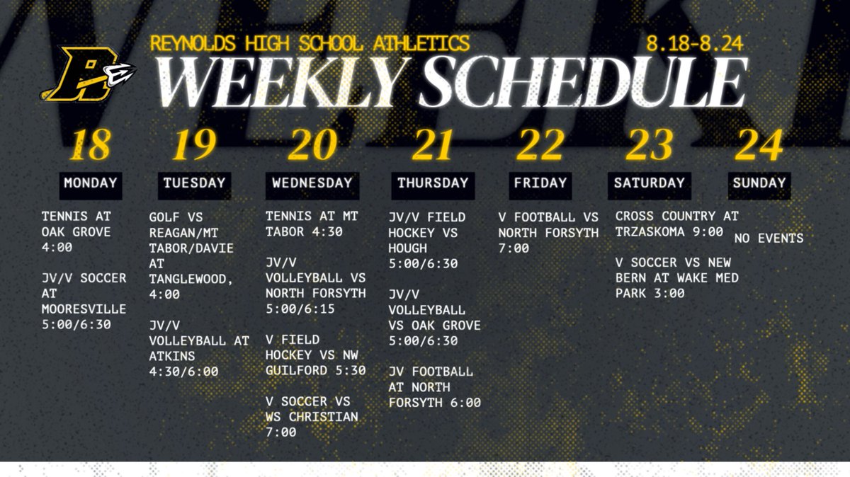 Lots of events this week. First home games for Volleyball and Field Hockey, and Friday Night the first ever Football game on campus.  Buy your tickets now at Gofan.co  All ticket sales are cashless.