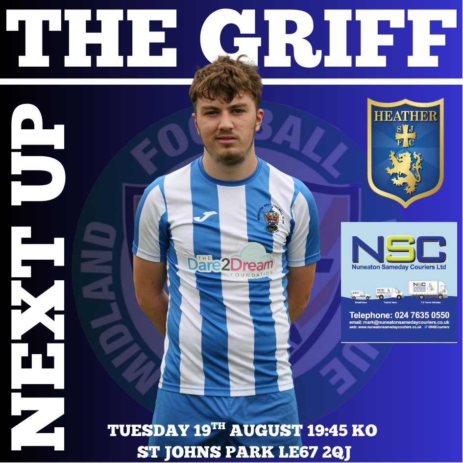 NuneatonGriff's tweet photo. Games are coming thick and fast, Tuesday we travel to Heather St Johns ( Kick Off 19:45 ) https://t.co/0APSZGyXMF