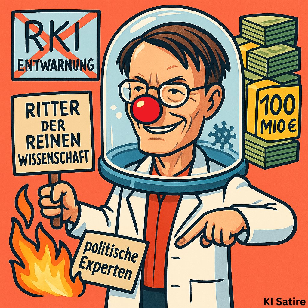 "Oh, Karl Lauterbach, der Ritter der reinen Wissenschaft!  Trump lässt "politische Experten" die US-Forschung zerstören, während Karl in der Corona-Zeit beim RKI mal eben wissenschaftliche Entwarnungen "nicht wünschte". Transparenz? Pfft, Protokolle geschwärzt, Kritiker
