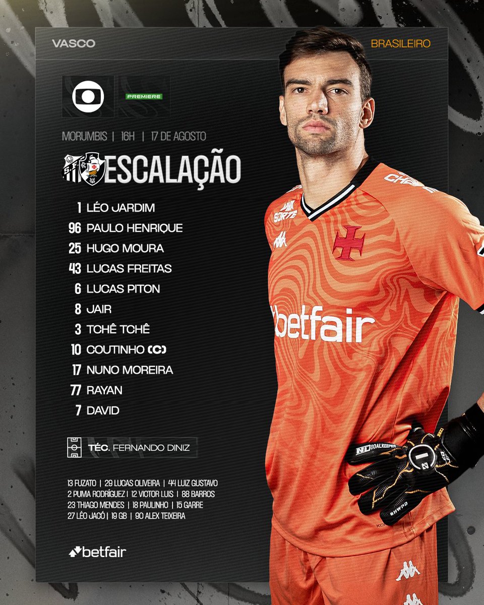 VascodaGama's tweet photo. 📋 Confira a listagem dos titulares e suplentes comandados por Fernando Diniz ✍️

#SANxVAS
#EscalaçãoVasco
#VascoDaGama https://t.co/JW6uxgVDSQ
