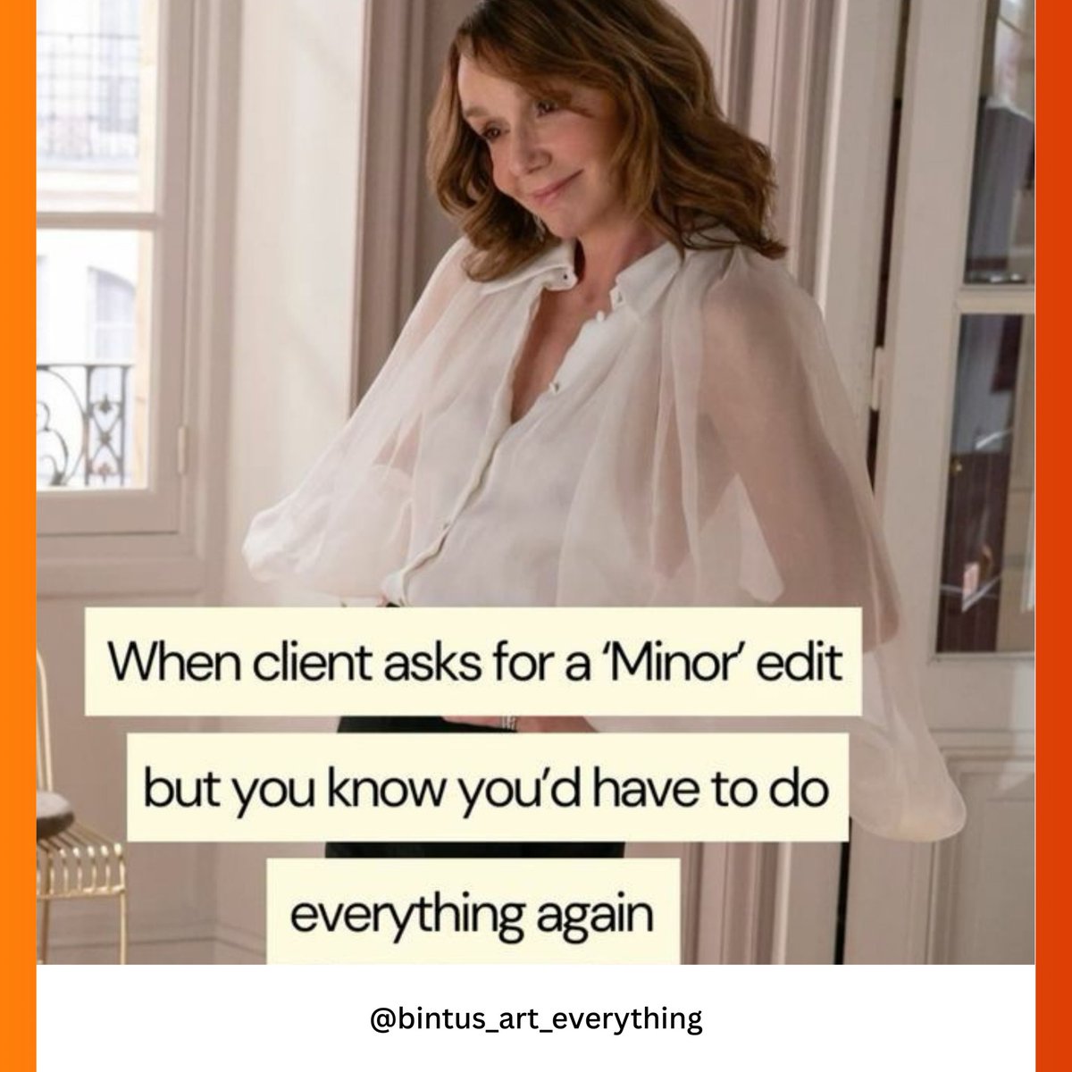B_A_E_Marketing's tweet image. Every creative knows this: a client says “just a minor edit” and it turns into a full do-over. 

Hours of tweaks, starting over… the real behind-the-scenes of client work!

#ClientRequests #MUNARS #BintusArtAndEverything