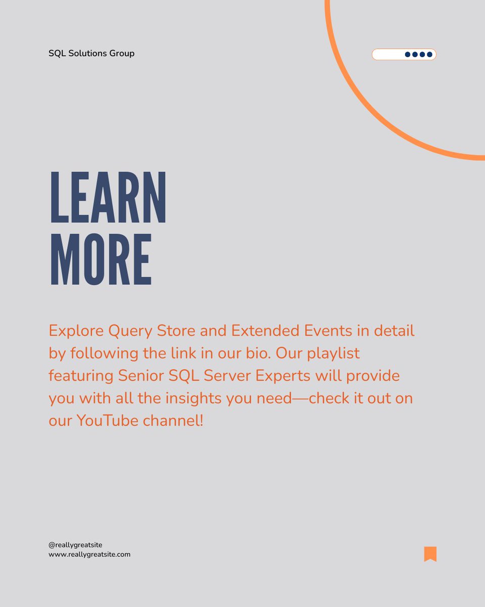 SQLGroup's tweet image. Boost SQL Server performance with our tutorials on Query Store &amp;amp; Extended Events. Learn how to troubleshoot like a pro with tips from seasoned SQL Server consultants.
na2.hubs.ly/y0JNGr0
#sqlserver #sql #querystore #extendedevents