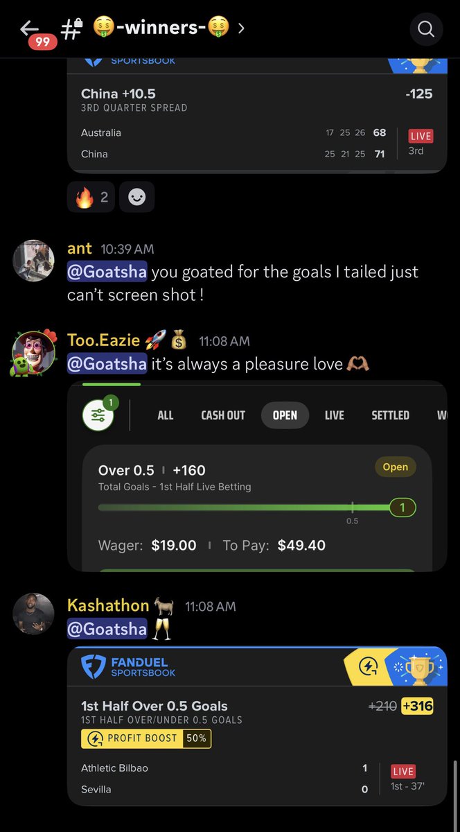 One heck of a morning inside the Winner$ Lounge! <a href="/Brosha369/">Brosha</a> snapped with these picks 🙌🏽 We go crazy every day get in here 2-Day Free Trial is live 🔥

whop.com/checkout/plan_…

#gamblingtwitter #gamblingx #sportsbetting