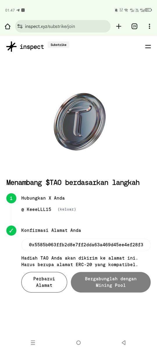 KeeeLLL15's tweet photo. @inspectxyz 
$TAO Aidrop Alpa 🔥🔥🔥

Mine $TAO powered by @inspectxyz 
It Turns your X activity into on-chain Reward
There are 3K Miners currently 

1 $TAO = $370

✅Go to https://t.co/h5zIX2fd0O

👉 Connect X account
👉 Add EVM Wallet
👉 Start posting to mine⛏️ https://t.co/dltDGHDUy6