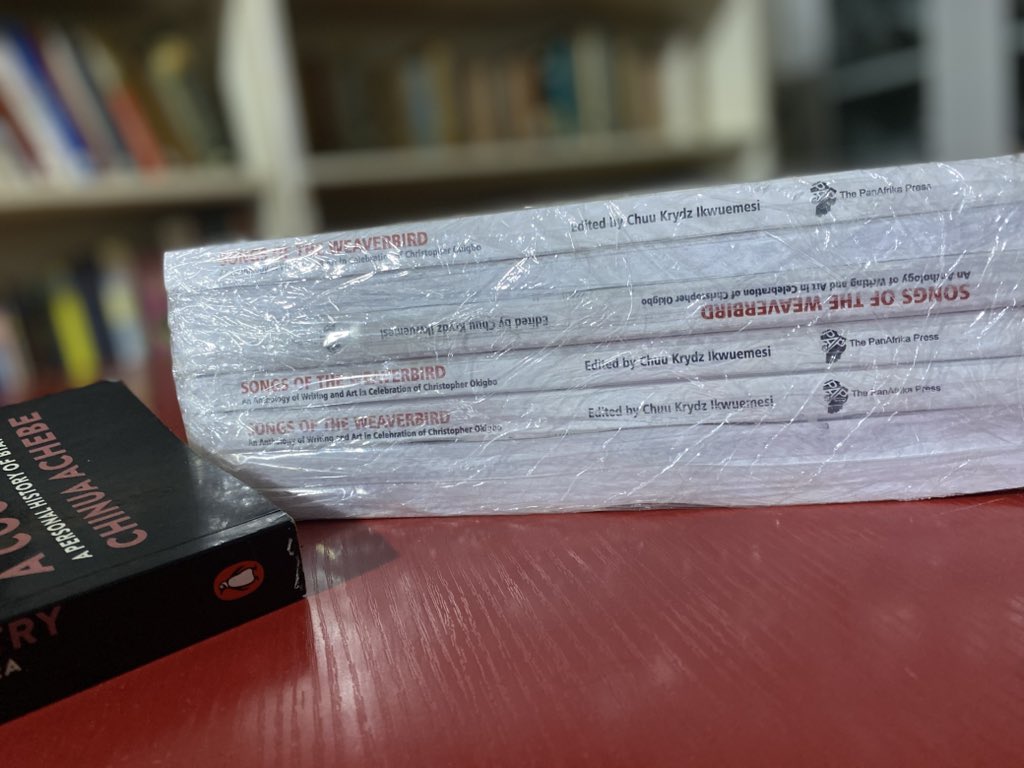 Copies of The Songs For The Weaverbird: An Anthology of Writing and Art in Celebration of Christopher Okigbo, edited by Prof. Chuu Krydz Ikwuemesi — are now available for pick-up at the Centre for Memories.

This publication, which brings together voices from literature and the