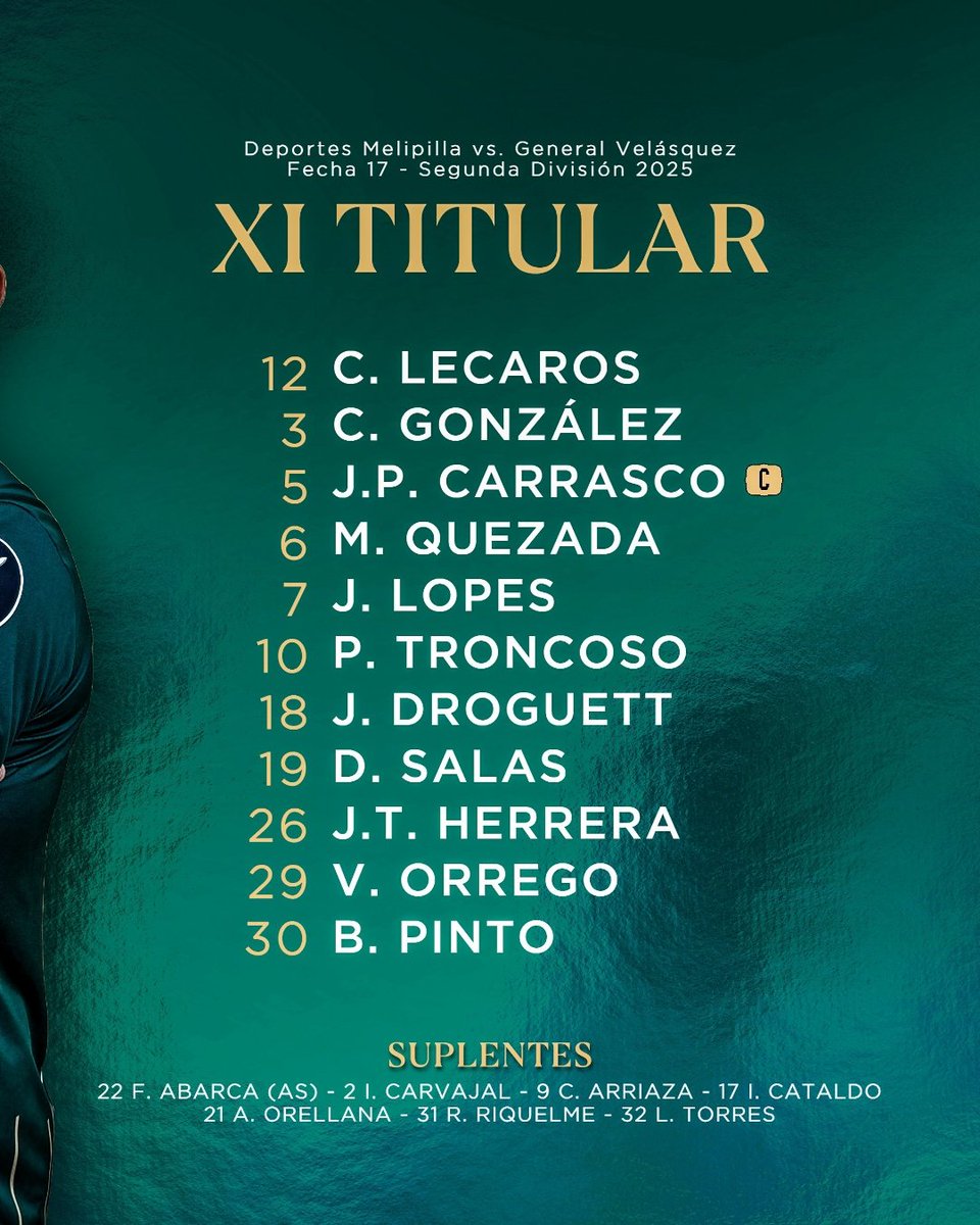 XI VELASQUINO 🟢⚔️⚪️

Alineación confirmada para esta tarde, en nuestra visita al cuadro del Potro ¡Vamos con todo Guerreros! 💪🏼🇳🇬

#OrgulloDelCachapoal 🇳🇬⚽️💚