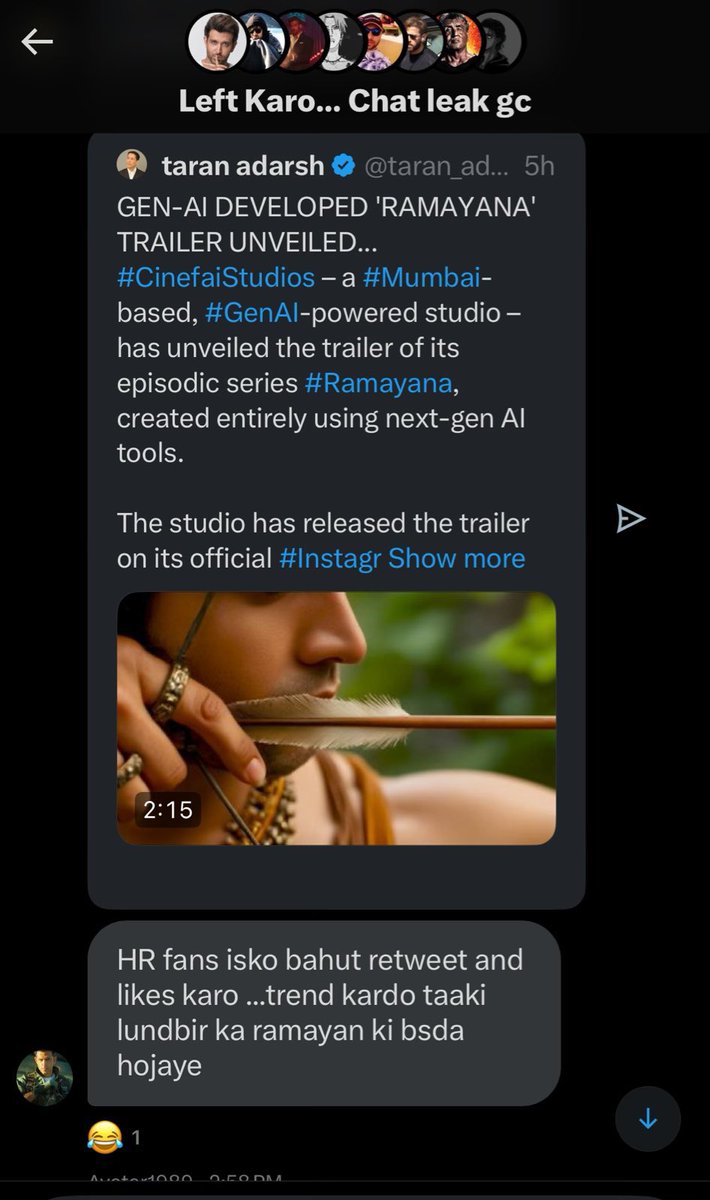 Since 11 Fans of #HrithikRoshan are eager to do negativity for #Ramayana. 
They don’t want to do negativity because RK is part of it, these low lifers genuinely hate our History and Culture.
Look at their Language 🤮🤮