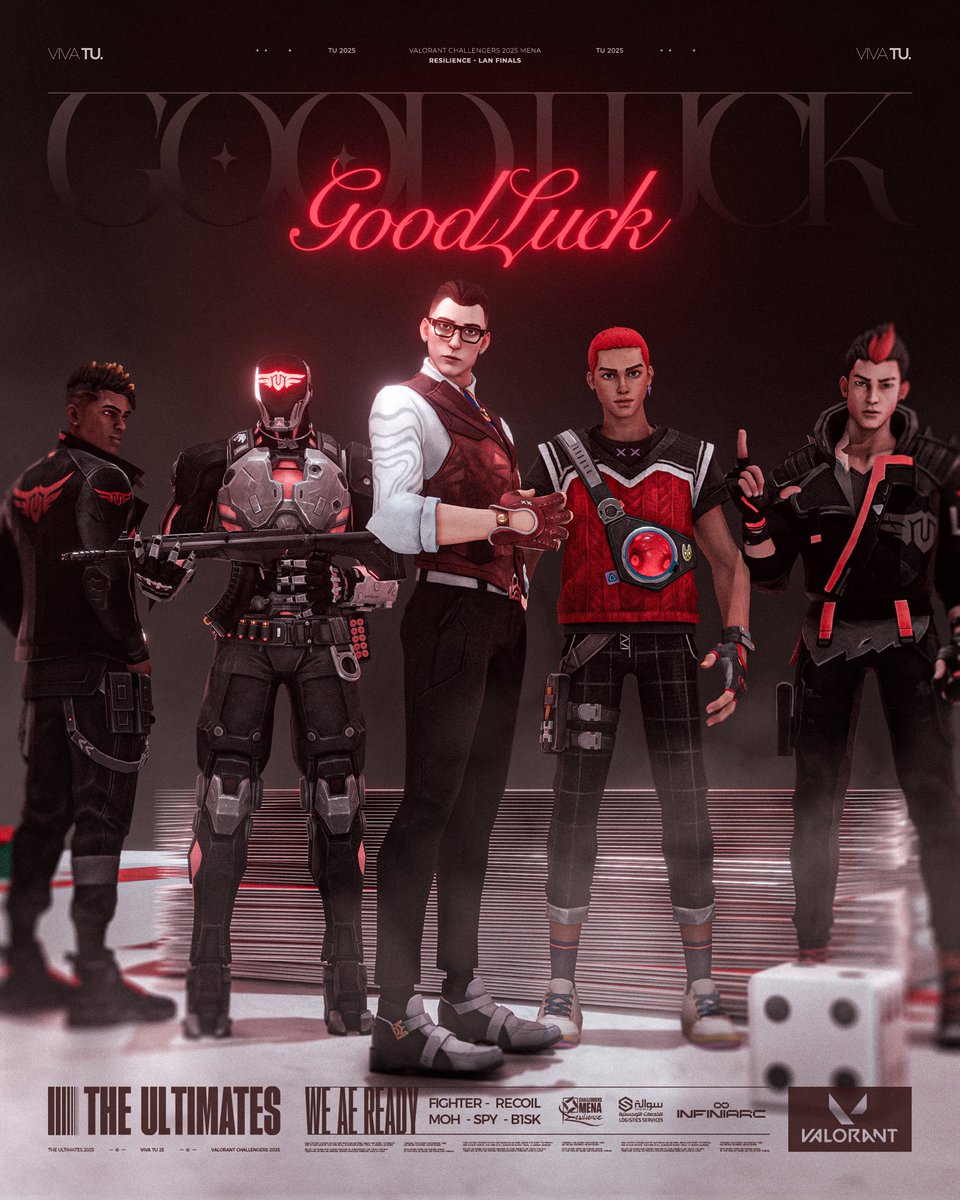 Locked and loaded 🎯🔥
VCL MENA LAN Finals start tomorrow 

<a href="/Bassamszz/">TU Fighter</a> 
<a href="/Mohvalo/">TU Moh</a>
<a href="/SpYzera/">TU SpY</a> 
<a href="/B1SKxd/">TU B1SK</a> 
<a href="/1Recoil/">Recoil</a> 

<a href="/Eriickval/">TU Erick</a> 
<a href="/dav1csgo/">Dav1</a> 

Eyes on the prize 🏆🐦‍🔥

#VivaTU | #VCLMENA