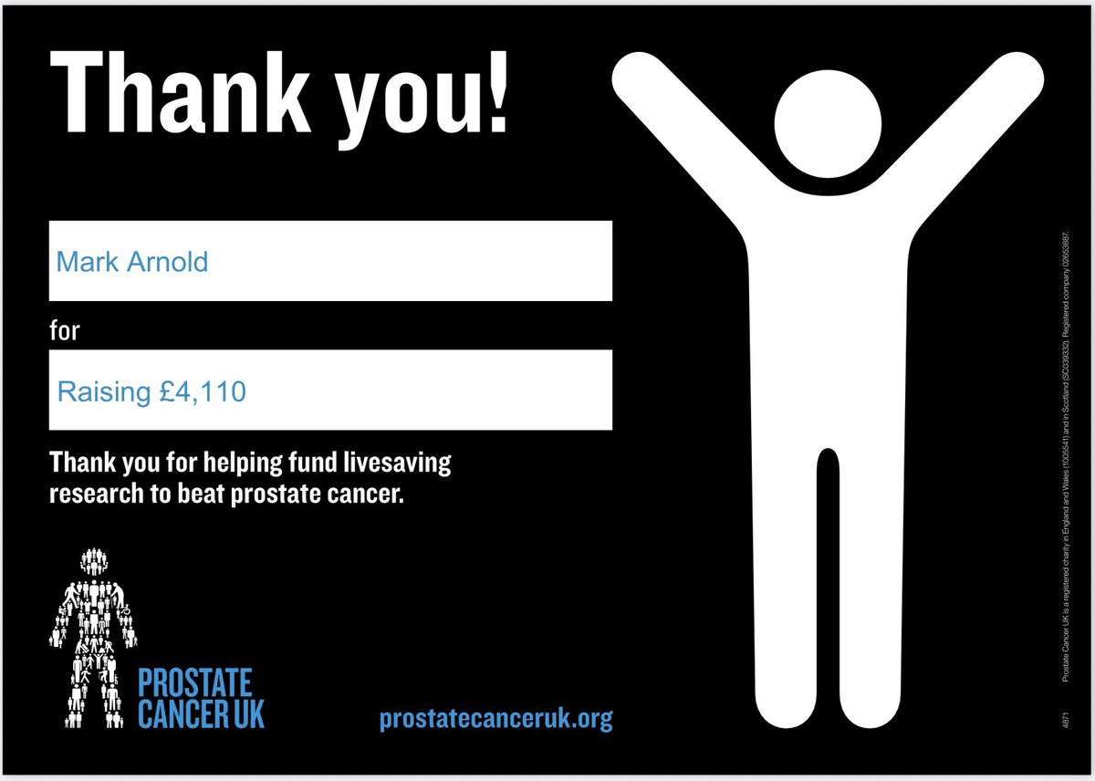 mark_arnold2's tweet photo. To every single person who supported me in my epic bike ride across the UK in my Dads memory - thank you so very much.  

Together, we smashed through the £4000 barrier and finished with a staggering £4110 raised for @ProstateUK 

I really cannot thank you all enough.  
❤️❤️❤️❤️ https://t.co/REC92uYqaO