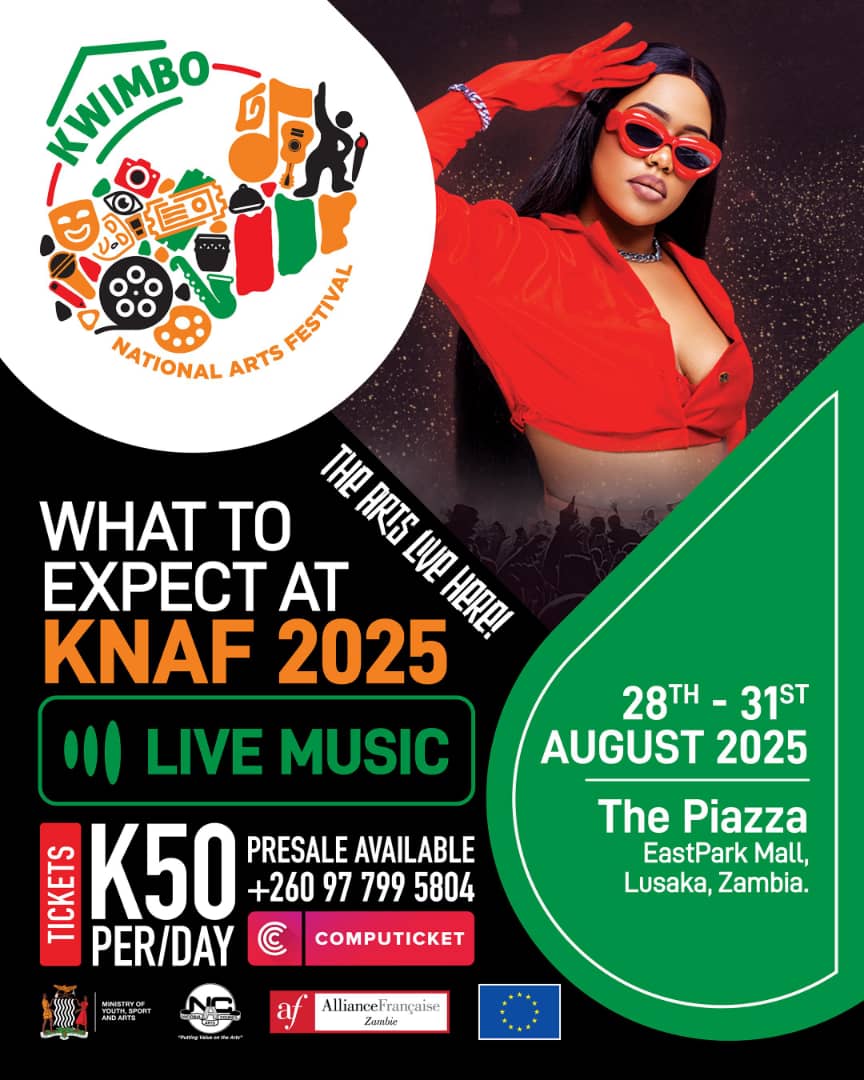 tiessoumapare's tweet photo. 11 DAYS TO GO! Experience the Kwimbo National Arts Festival (KNAF) 2025!
Join us for four days of incredible live music, hilarious comedy, and more from August 28-31 at The Piazza, EastPark Mall in Lusaka! 
Tickets are K50 per day. 
Get yours now! 
#KNAF2025 #ArtsFestival #Lusaka https://t.co/0Z76iYwZUo