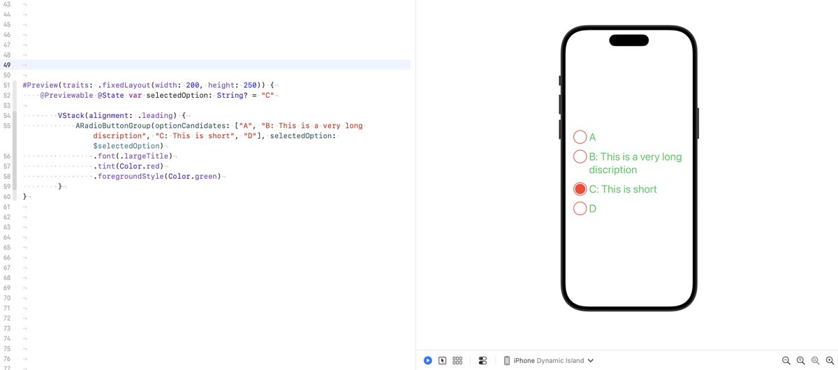 antonio081014's tweet photo. @github @ChatGPTapp Radio Button Group in a VStack with multiline text support. https://t.co/GbZKoBZRrq