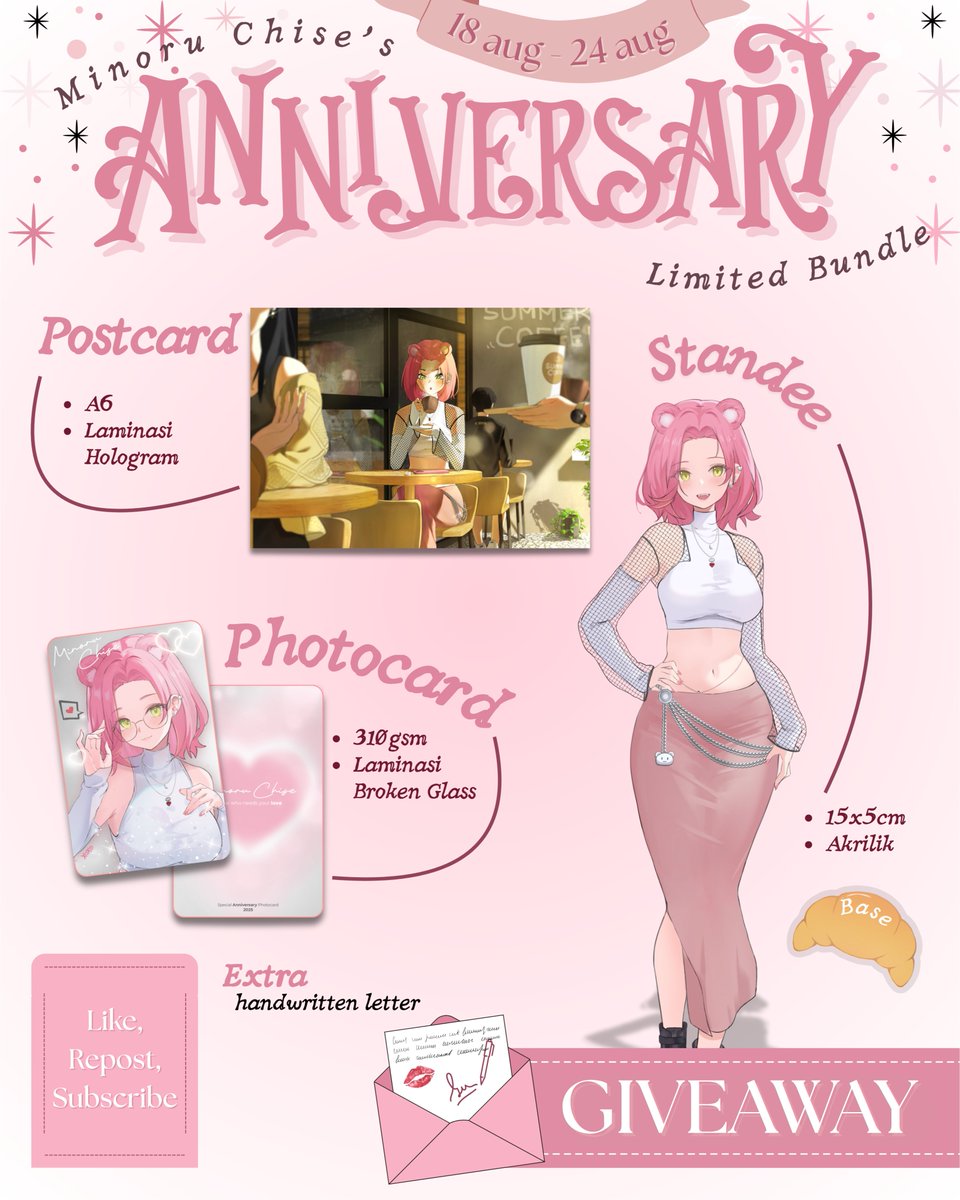 minoruchise's tweet photo. ᐟ.ᐟ ꒰ GIVEAWAY ꒱ .ᐟ.ᐟ
     𖹭 celebration of Chise's birthday 
     𖹭 2 winners 
     𖹭 18 Aug - 24 Aug 2025

‼ Like, Repost, and Subs YT Channel ‼

The winner will be announced on 24 August. If there is no response within 24 hours, the winner will be reselected. https://t.co/NaO8zzA54b