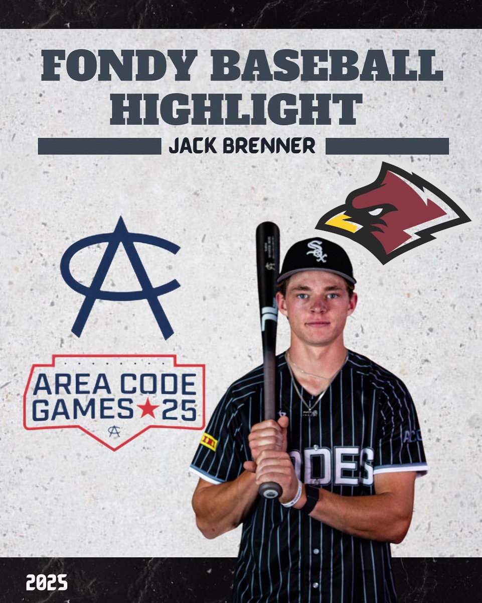 Fondy’s own Jack Brenner was 1 of only 5 WI players to compete at the Area Code Games in Long Beach 🌴⚾️

The Games, supported by MLB and attended by scouts from all 30 clubs, showcase the nation’s top HS talent. 

#FondyPride #FondyBaseball  #AreaCodeGames <a href="/JackJBrenner/">Jack Brenner</a>