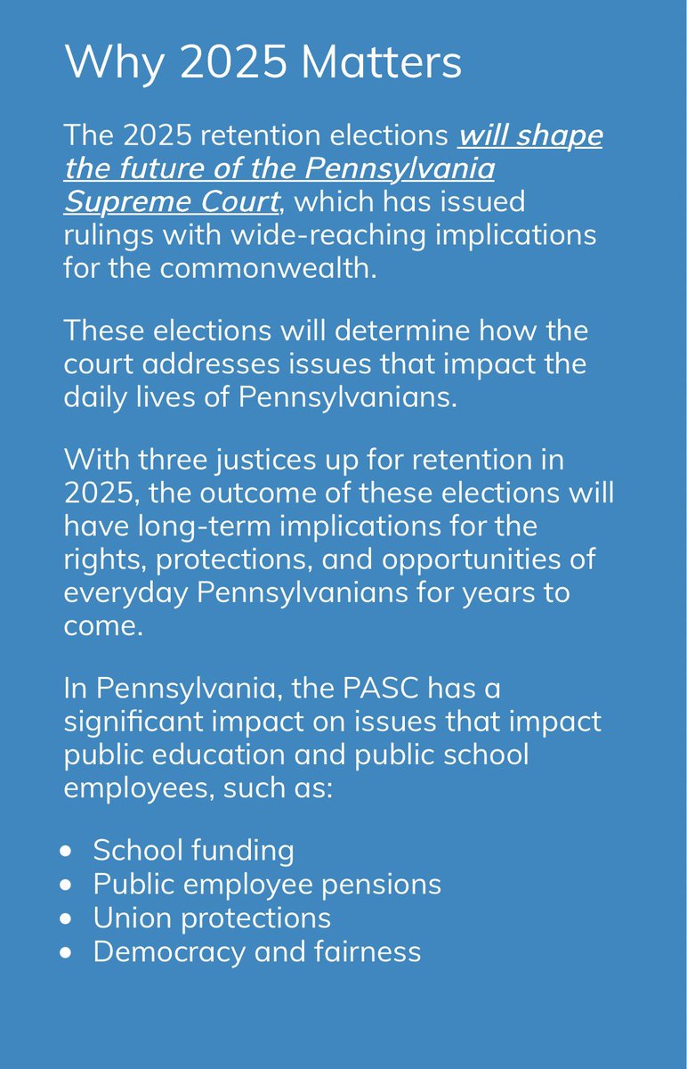 🚨ALERT

A very important election is coming up. Would you please RT? 

🔥On Nov 4, 2025, 3 Dem Supreme Court justices are up for retention:

🔹Christine Donohue
🔹Kevin M. Dougherty
🔹David N. Wecht

‼️Republicans are going all-in to turn the PA SC red — and they think we aren’t