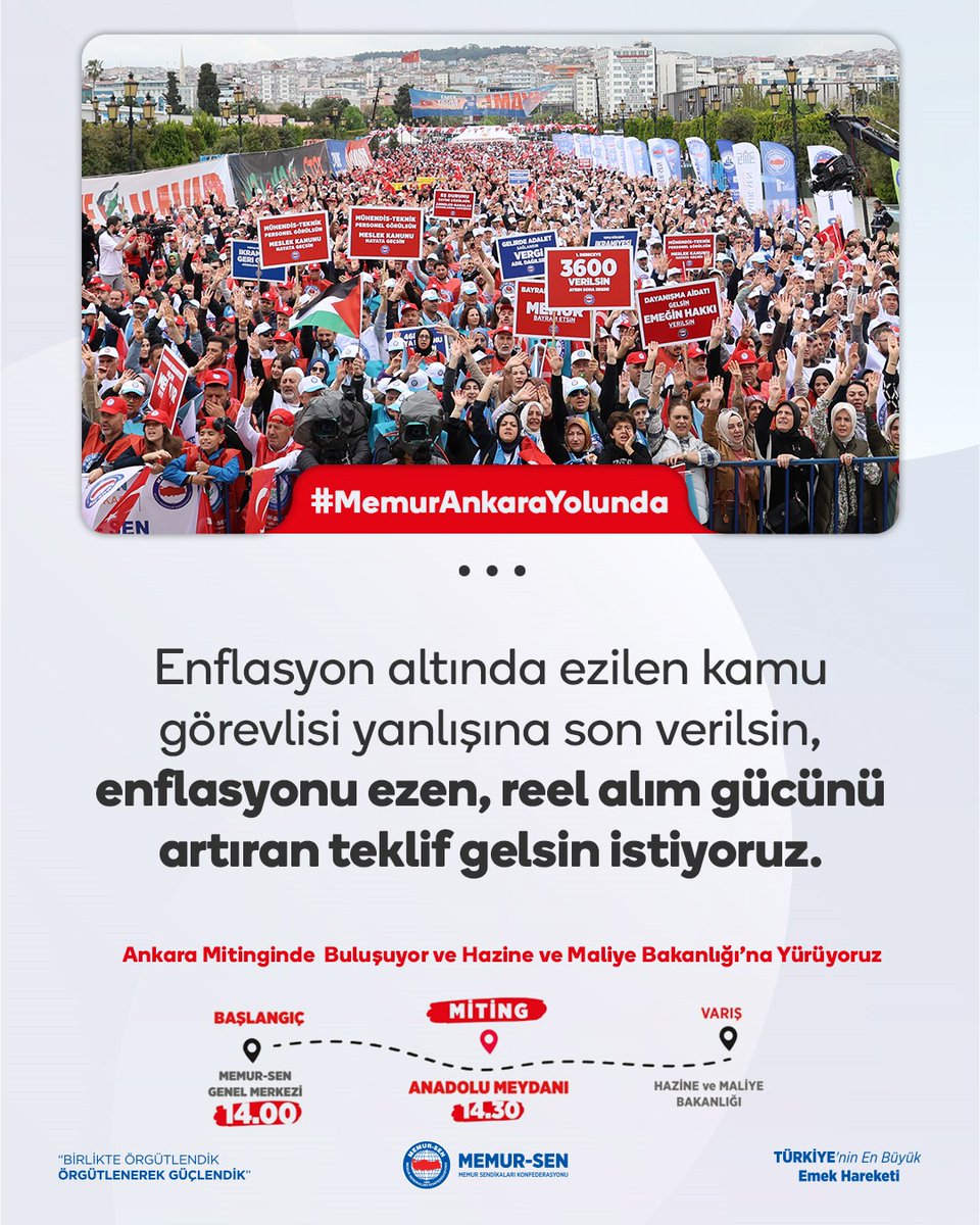 Enflasyonun sebebi biz değiliz. Biz emekciyiz rantçı değiliz.
#MemurAnkaraYolunda