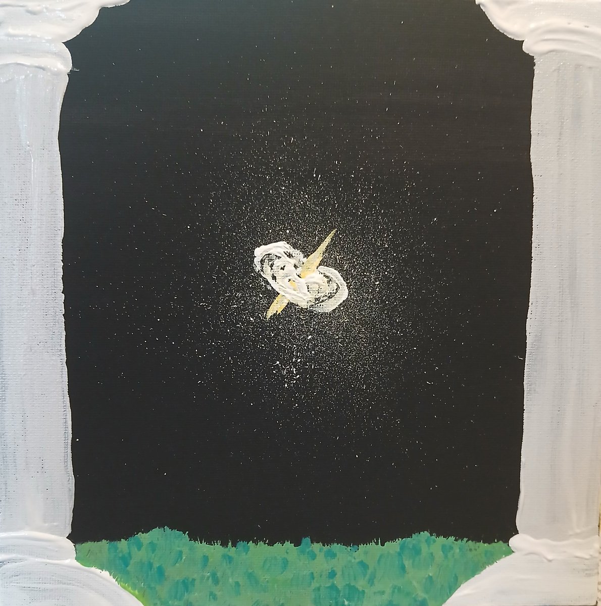 CraFTeConduct's tweet image. Had fun painting this tiny galaxy today. I used grok imagine to bring it to life. #GrokImagine #videogenerator #painting #artist #ryanlynch #galaxy #pillars