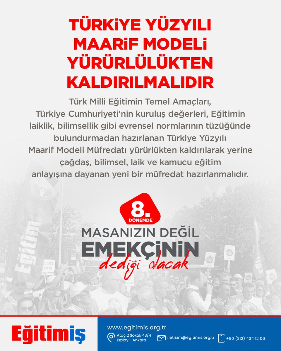 TÜRKİYE YÜZYILI MAARİF MODELİ YÜRÜRLÜKTEN KALDIRILMALIDIR

Türk Milli Eğitimin Temel Amaçları, Türkiye Cumhuriyeti’nin kuruluş değerleri, Eğitimin laiklik, bilimsellik gibi evrensel normlarının tüzüğünde bulundurmadan hazırlanan Türkiye Yüzyılı Maarif Modeli Müfredatı yürürlükten