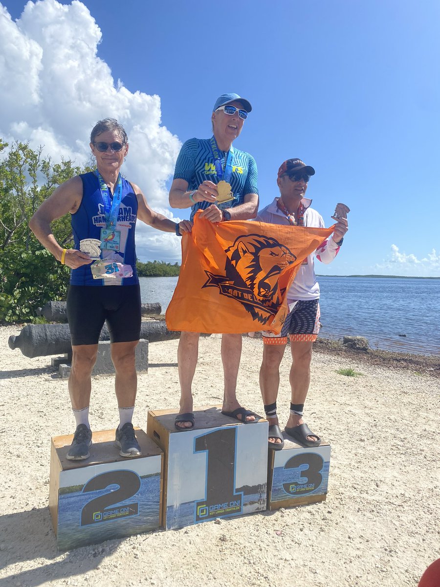 I could get used to this…
Second age group win in 8 days (Olympic triathlon distance). 
This one in Key Largo, Florida