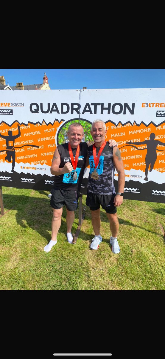 OneillryanGerry's tweet image. Wat a 4 day challenge that was (4 1/2 marathons in 4 days) around Donegal mountains #extremenorthquadrathon Kinnagoe/Malin/Mamore/Muff an do it with @Eddiedunne4 makes it more challenging 🏃🏻‍♂️‍➡️⛰️🏆 time for a holiday 🤌🏻