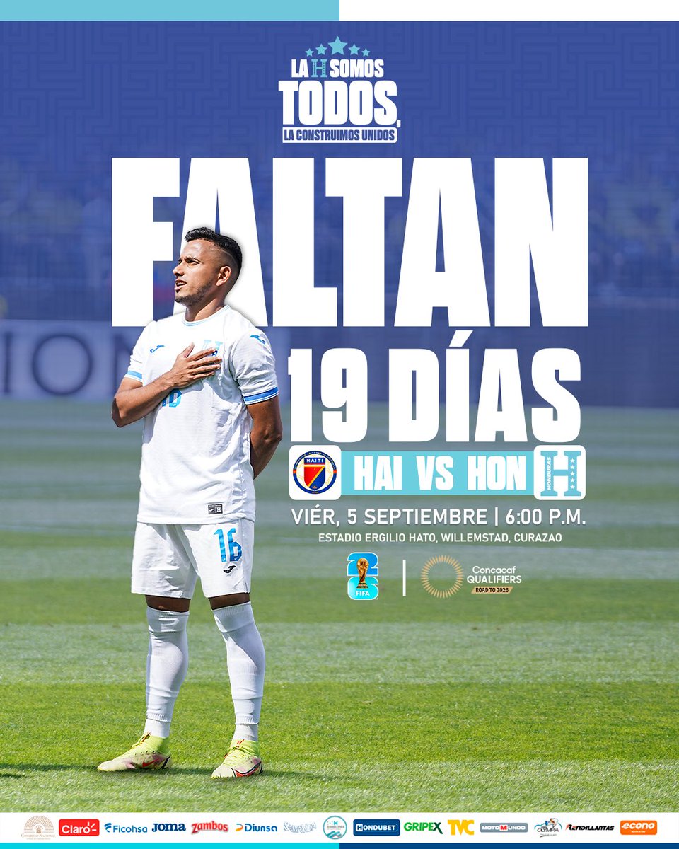 ⌛️ Faltan 1️⃣9️⃣ días para que inicie el 🛣️camino hacia #United2026 💪🔥.

Una nueva historia está por escribirse 🇭🇳✍️.

#VamosHonduras #LaHsomosTodos #LaConstruimosUnidos #Unidos #Honduras