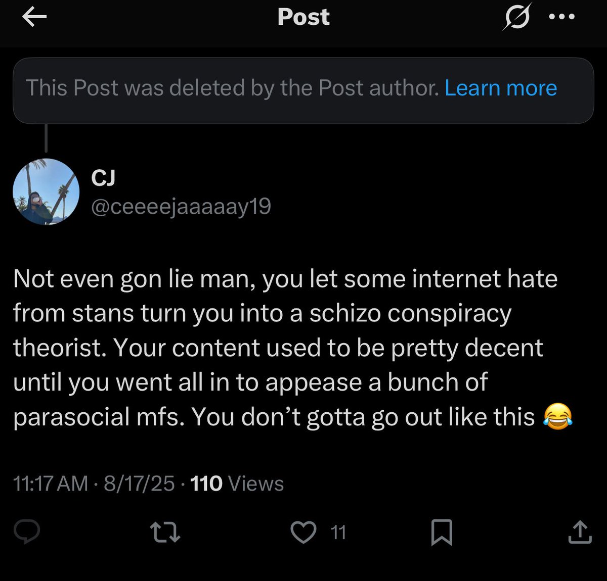 CJ (@ceeeejaaaaay19) on Twitter photo <a href="/blackiiingout/">Certified Boogeyman</a> I got blocked for this a bit ago. I wasn’t even tryna be bogus lol dudes definitely spiraling <a href="/blackiiingout/">Certified Boogeyman</a> I got blocked for this a bit ago. I wasn’t even tryna be bogus lol dudes definitely spiraling