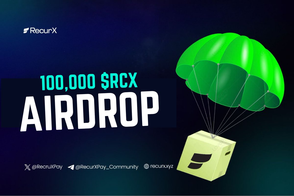 Recurx (@payrecurx) on Twitter photo 🚨 AIRDROP ALERT! 
💰 We're dropping 100,000 $RCX tokens to lucky winners! 
Tasks:
1. Follow us
2. Like + RT this post
3. Complete the tasks & Fill the form 👇
Form: forms.gle/VU8iJRHNMDWi88…
#Airdrop #Crypto #Giveaway #TrendingNow 🚨 AIRDROP ALERT! 
💰 We're dropping 100,000 $RCX tokens to lucky winners! 
Tasks:
1. Follow us
2. Like + RT this post
3. Complete the tasks & Fill the form 👇
Form: forms.gle/VU8iJRHNMDWi88…
#Airdrop #Crypto #Giveaway #TrendingNow