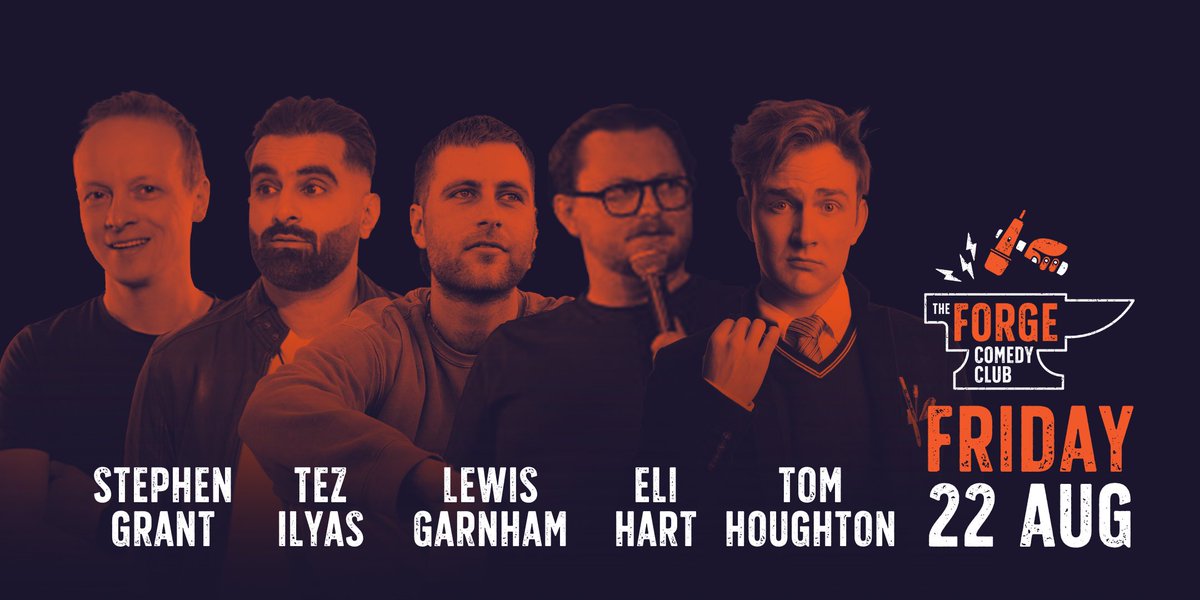 Join us at The Forge, Brighton's No.1 Comedy Club (Tripadvisor Traveller's Choice Award 2024) 
for a #Friday night to remember!!

💥 Tom Houghton <a href="/HonourableTom/">Tom Houghton</a>
💥 Tez Ilyas <a href="/tezilyas/">Tez</a>
💥 Lewis Garnham @lewgarnham
💥 Eli Hart @elihartinstantly
💥 MC Stephen Grant <a href="/stephencgrant/">Stephen Grant</a>