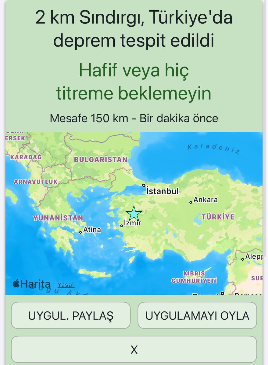 Balıkesir, Sındırgı'da hissedilen bir deprem meydana geldi.