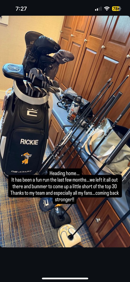 GRickie23's tweet photo. 💬 Rickie Fowler takes to Instagram following the BMW Championship.
He’ll be back. 🧡 #TeamFowler https://t.co/ra5z1Sr49J