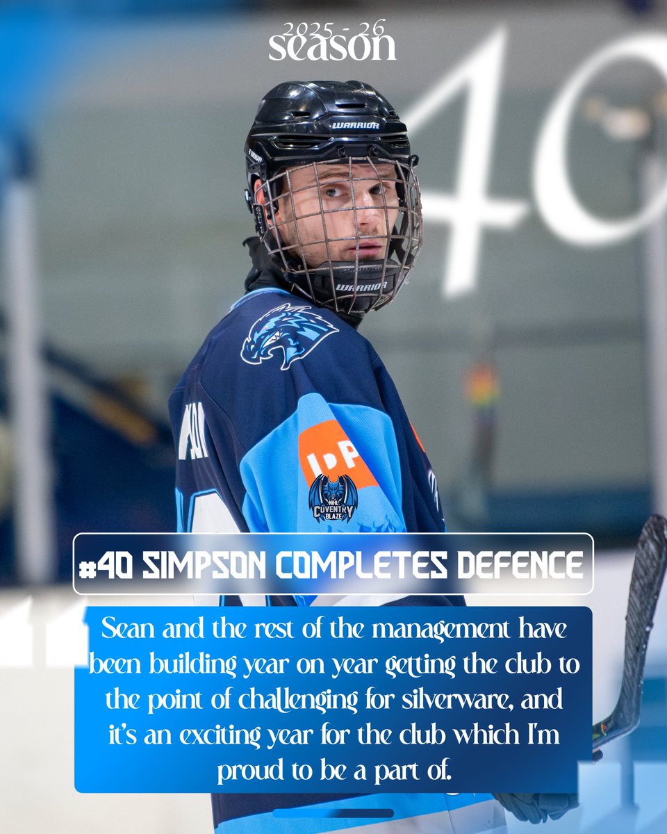 Simpson Completes Defensive Unit 🐉

IPD Coventry NIHL Blaze are pleased to announce the return of 30-year-old defenseman, Niall Simpson, for the 2025/26 season.

Read More 👉 coventrynihlblaze.com/news-1/simpson…