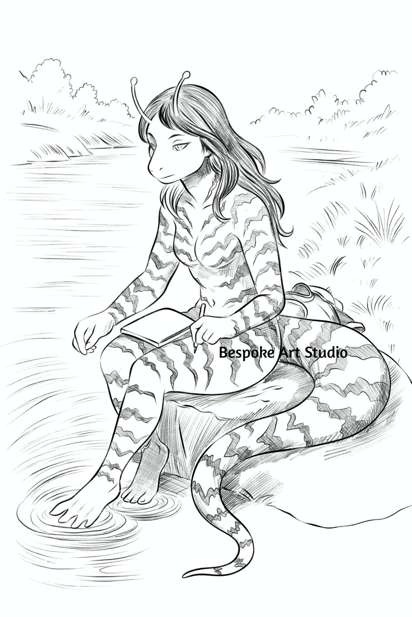 bespoke_art_'s tweet photo. Commission for upcoming Enumera TTRPG system!
The Myona (kith) salamander-like with stripes, and gecko tail.
Created for @/makuyi.bsky.social 
#art #fantasyart #ttrpg #rpgart #characterdesign #fantasy #commissionart #digitalart #dnd5e #Enumera #dungeonsanddragons #ttrpgart #DnD https://t.co/0Y5X6Fwgv3