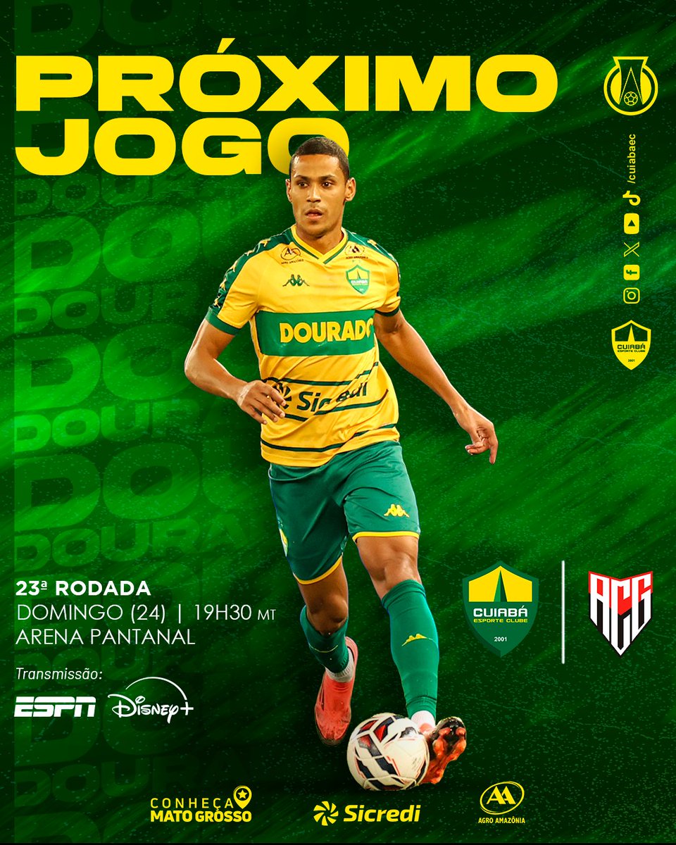 Domingo é dia de voltar para casa e contamos com a presença do nosso torcedor! 🔰

🆚 Atlético-GO
🏆 23ª Rod – Brasileiro Série B
🏟️ Arena Pantanal
📍 Cuiabá
📆 Domingo (24)
🕔 19h30 (de Cuiabá)
📺 ESPN / Disney+

#OrgulhodeMatoGrosso #BrasileiraoB