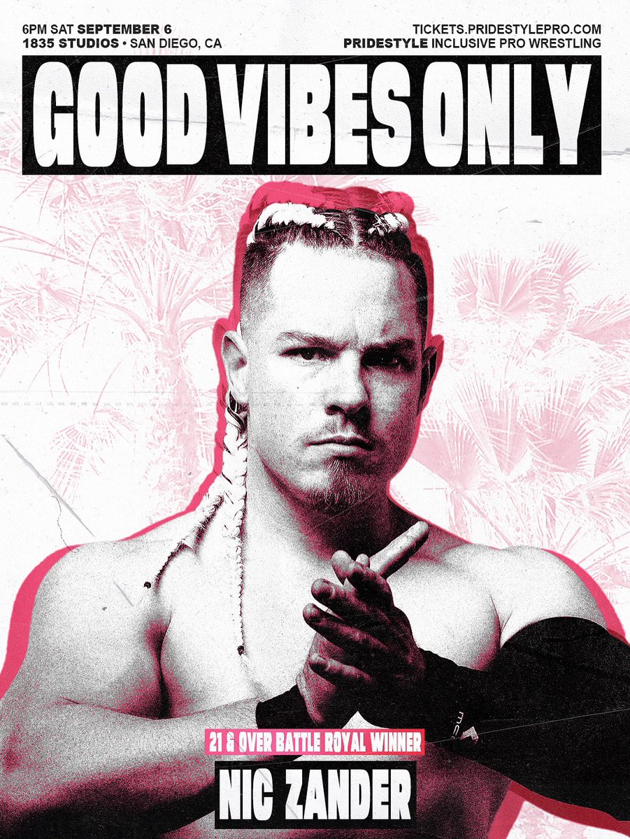 PrideStyle π€ Inclusive Pro Wrestling (@pridestylepro) on Twitter photo The 21 & Over Battle Royal Winner π‘ππ πππ‘πππ₯ live in San Diego!
Theres only two rules, π‘π’ ππππ’π§π¦ & πππ‘πππ₯π¦ π’π‘ππ¬!
DOORS & BAR OPEN AT 6PM
PrideStyle: ππ’π’π π©ππππ¦ π’π‘ππ¬
Sat 9/6 β’ 6PM β’ 1835 Studious β’ San Diego
tickets.pridestylepro.com The 21 & Over Battle Royal Winner π‘ππ πππ‘πππ₯ live in San Diego!
Theres only two rules, π‘π’ ππππ’π§π¦ & πππ‘πππ₯π¦ π’π‘ππ¬!
DOORS & BAR OPEN AT 6PM
PrideStyle: ππ’π’π π©ππππ¦ π’π‘ππ¬
Sat 9/6 β’ 6PM β’ 1835 Studious β’ San Diego
tickets.pridestylepro.com