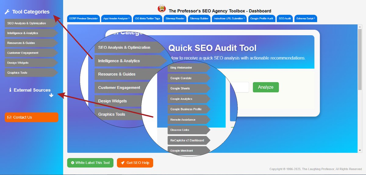 It takes alot of tools to optimize a website! laughingprofessor.net/seo-agency-too… And we have the SEO Toolbox - Dashboard #SEOServicesCompany #TheProfessor #SEOAudit #SEOForSmallBusiness #seoagency