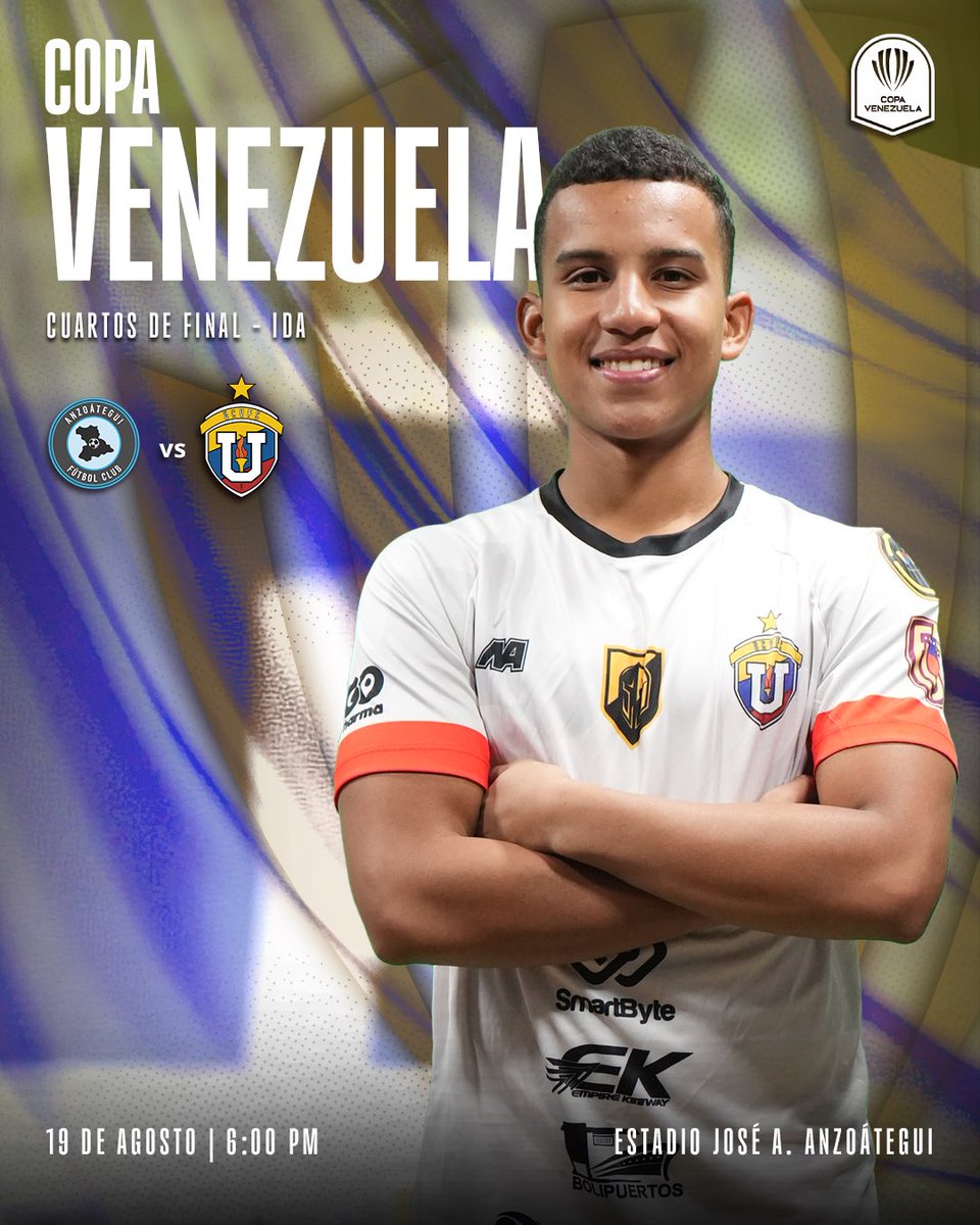 ¡A luchar fuera de casa! 💪🏼🔥

➡️ Cuartos de Final - 𝑪𝒐𝒑𝒂 𝑽𝒆𝒏𝒆𝒛𝒖𝒆𝒍𝒂 - Ida
🆚 Anzoátegui FC
🗓️ Martes 19/08 - 6:00 PM
🏟️ Estadio José Antonio Anzoátegui

#SomosUCV 
#LigaBancoDeVenezuela