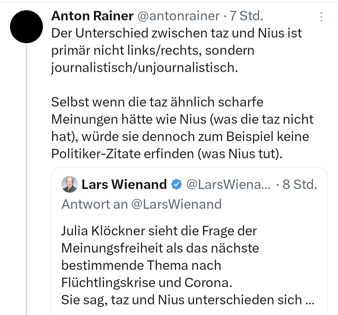 spaceloop23 🗽 (@spaceloop23) on Twitter photo <a href="/jreichelt/">Julian Reichelt</a> <a href="/HaseFalsch/">Thomas Wolff</a> Schon lustig was die linken T-Online & Spiegel "Journalisten", die beide die Meinungsfreiheit hassen, vgl. über die TAZ so von sich geben, deren Autoren teilweise offen dem Kommunismus fröhnen oder Polizisten auf der Mülldeponie entsorgen möchten.
taz.de/Abschaffung-de… <a href="/jreichelt/">Julian Reichelt</a> <a href="/HaseFalsch/">Thomas Wolff</a> Schon lustig was die linken T-Online & Spiegel "Journalisten", die beide die Meinungsfreiheit hassen, vgl. über die TAZ so von sich geben, deren Autoren teilweise offen dem Kommunismus fröhnen oder Polizisten auf der Mülldeponie entsorgen möchten.
taz.de/Abschaffung-de…