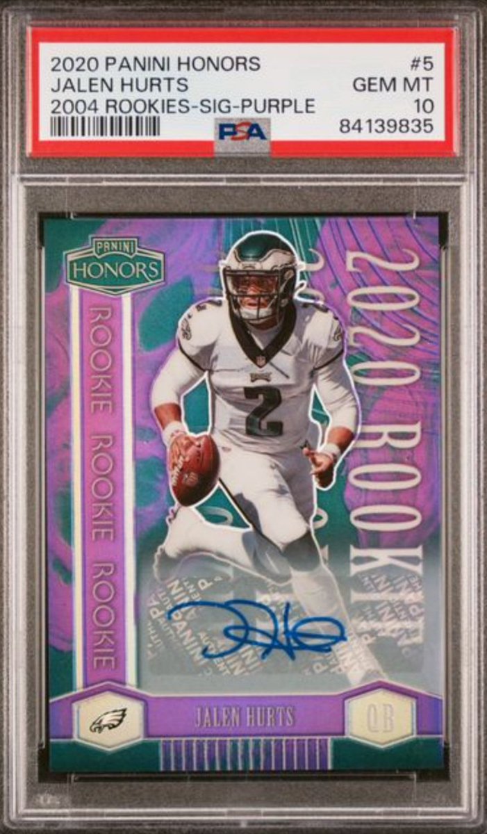 GradedLegends's tweet image. Jalen Hurts 2020 Panini Honors Purple Serial #4/9 PSA 10 Autograph Rookie Philadelphia Eagles

ebay.us/m/yFdIjr

#flyeaglesfly #NFL #Philly #Sportscards #collectibles