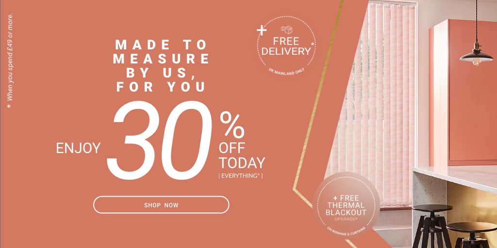 Made to Measure, Just for You! ✨
Get 30% OFF orders over £49 on custom blinds &amp; curtains—perfect fit, flawless style.

🛒 Shop now: bit.ly/44QHWA7

#WilsonsBlinds #MadeToMeasure #Sale #CurtainsAndBlinds