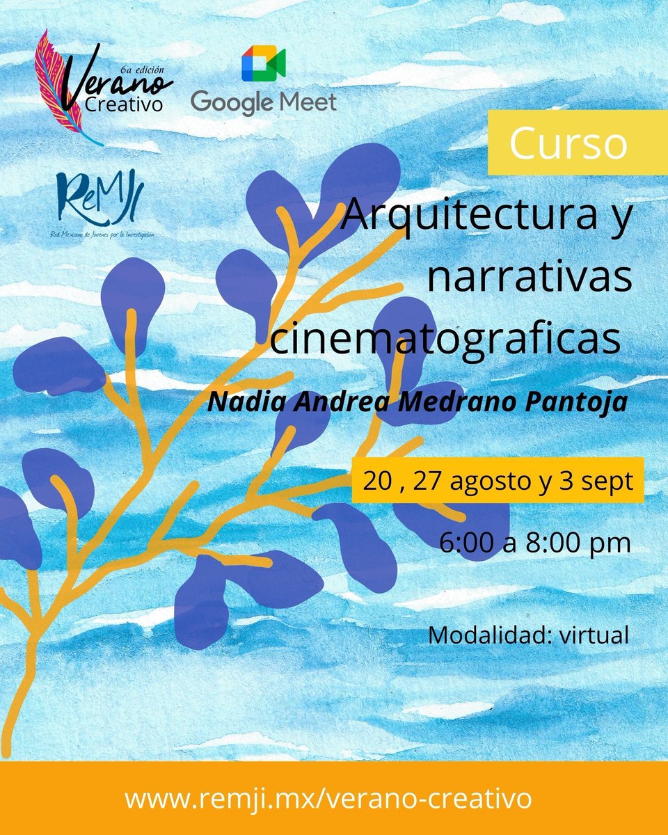 ReMJI_mx's tweet photo. Te invitamos a este curso, con el objetivo de desarrollar una comprensión profunda de la relación entre el diseño de interiores y el cine a través del análisis individual y colectivo de
material cinematográfico.
Registro en: https://t.co/TiyqodvqVR https://t.co/68w1Ovse9n