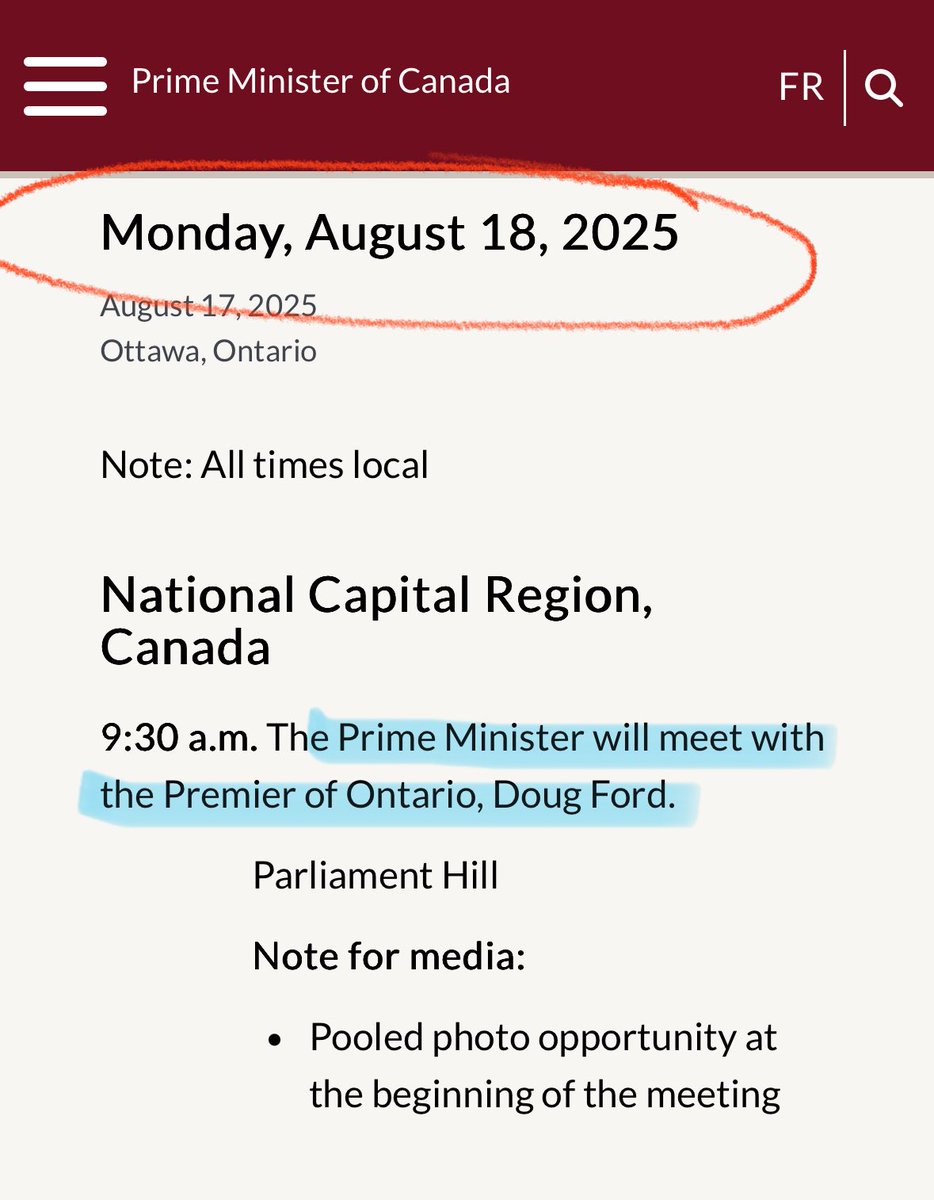 While MAJOR players are meeting tomorrow to achieve PEACE between Russia 🇷🇺 &amp; Ukraine 🇺🇦 PM Mark CARNEY is in Ottawa meeting with Doug Ford 😅 Guess CARNEY wasn’t invited even though we’ve sent BILLIONS to Ukraine 👀 Zelensky, Trump, Meloni, Macron, Rutte, Von der Leyen tomorrow