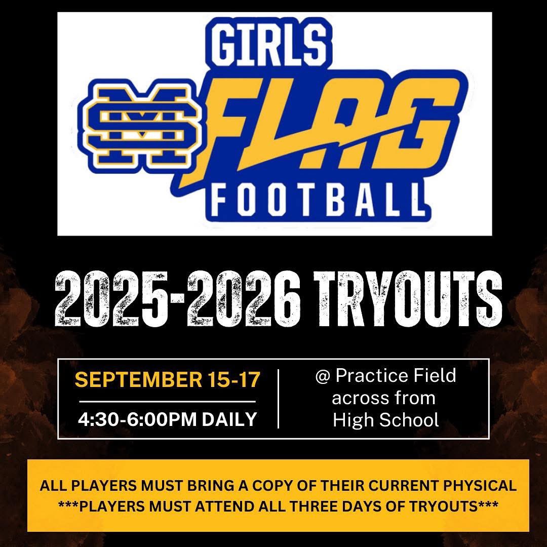 StMartinHighSc1's tweet image. ‼️🚨2025-2026 St. Martin High School Girls Flag Football Tryouts