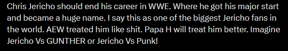 How the fuck do you come to the conclusion "AEW treated Jericho like shit"