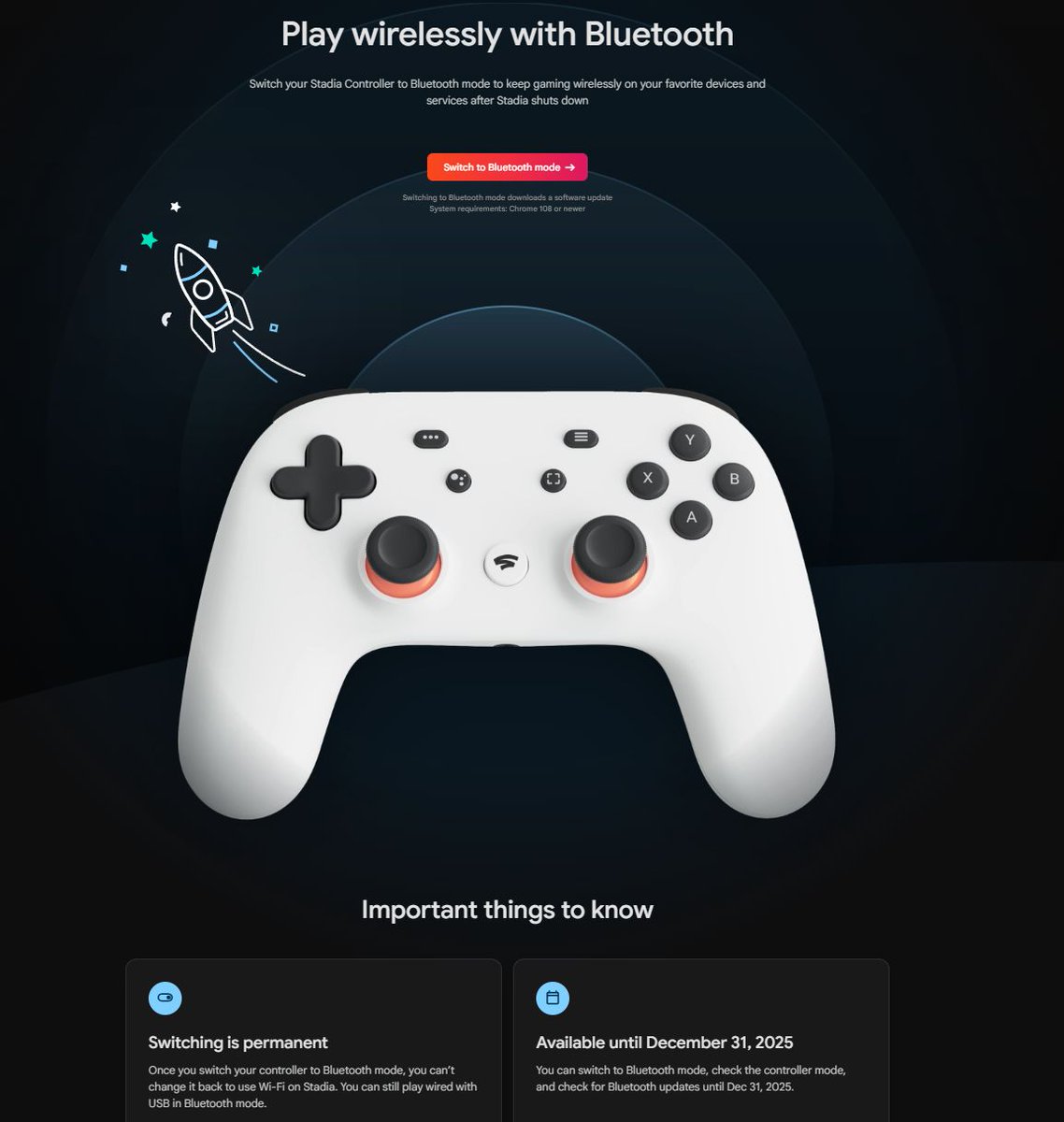 4.5 months left to enable Bluetooth mode on a Stadia controller buff.ly/MGHqBIs