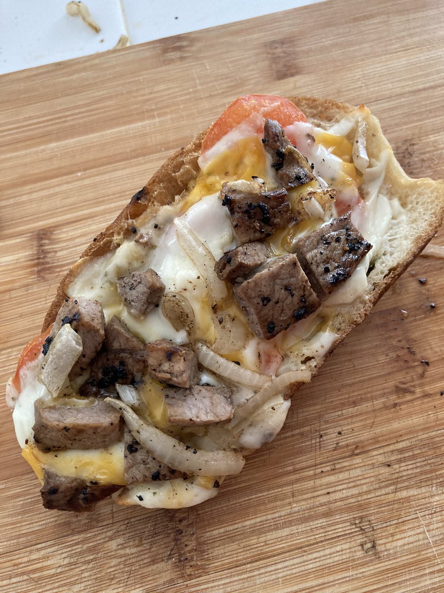 Sourdough steak pizza.