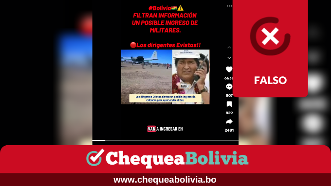 ChequeaBolivia's tweet photo. ❌Es falso que se filtró información sobre ingreso de militares al Chapare para detener a Evo Morales
🔎El video es antiguo y fue grabado en Uyuni.
👉Ver más: https://t.co/YrkPuBMUgn
#EsFalso #ChequeaBolivia #Elecciones2025 #ChequeaTuVoto #ChequeaDato https://t.co/tw2PaGeTot