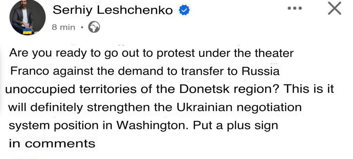 Panchenko_X's tweet image. Zelensky's advisor called on people to protest. But half of Ukrainians suggested hanging him, while the other half said he should hang himself.

He deleted the post.

Zelensky wants a revolution to derail negotiations. But he doesn't have any support in Ukraine.

What will he do?