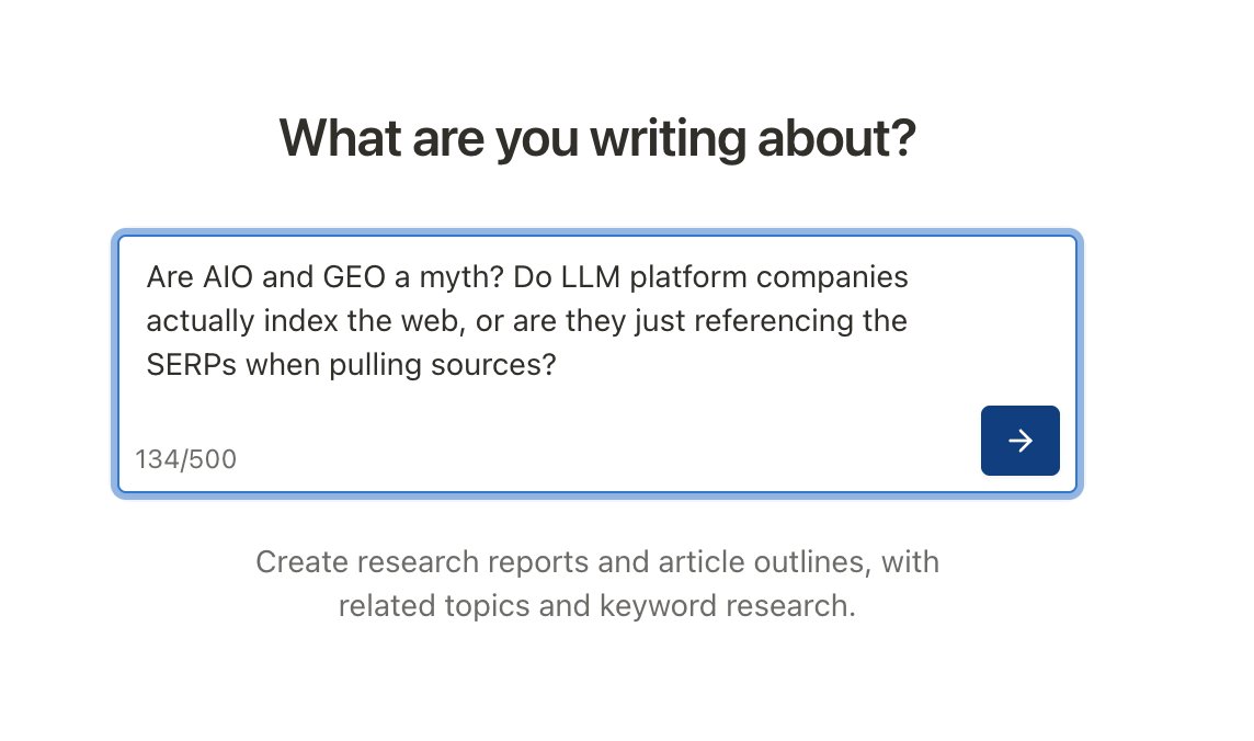 Here it is.

This is the product I'll be devoted to for the next 12 months (and hopefully beyond).

The product helps people write better content. You can think of it like Perplexity for content writers.

LLMs are not good at writing. They're decent editors, but they produce