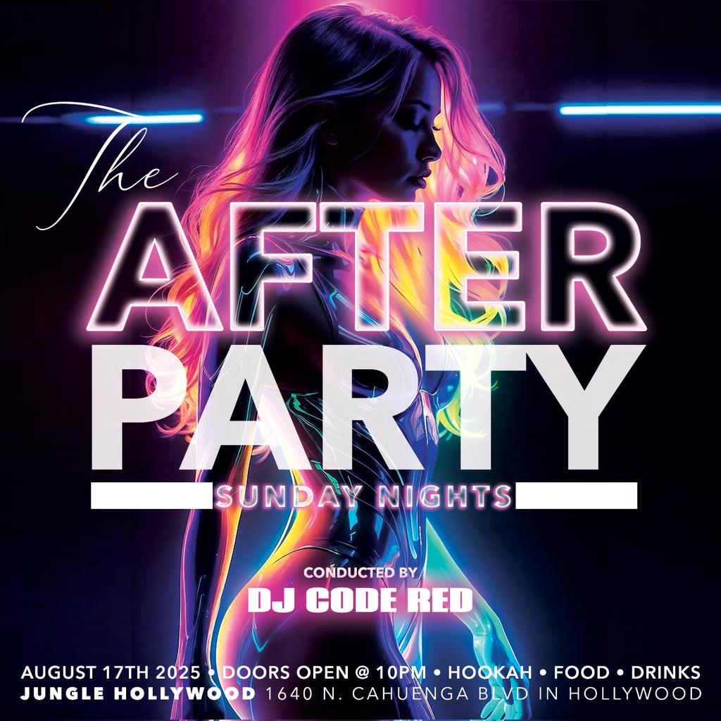 TONIGHT! 
THE AFTERPARTY!
JUNGLE!
1640 CAHUENGA BLVD 
HOLLYWOOD 
HIP -HOP &amp; R&amp;B!
HOOKAH &amp; FULL KITCHEN!